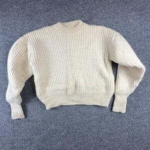 Floss Sweater Womens 2XL White Wool Rib Crewneck Pullover Iceland Heavyweight